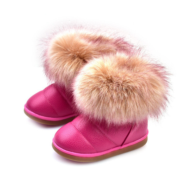 Ζεστές μπότες παιδιών για κορίτσια με χνούδι σε δύο χρώματα