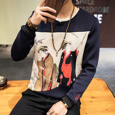 Περιστασιακή μπλούζα με μακρύ μανίκι και μαύρο και σκούρο μπλε