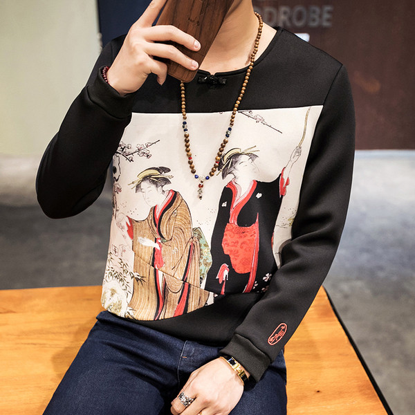 Περιστασιακή μπλούζα με μακρύ μανίκι και μαύρο και σκούρο μπλε