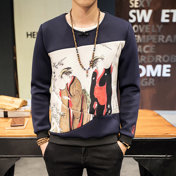 Περιστασιακή μπλούζα με μακρύ μανίκι και μαύρο και σκούρο μπλε