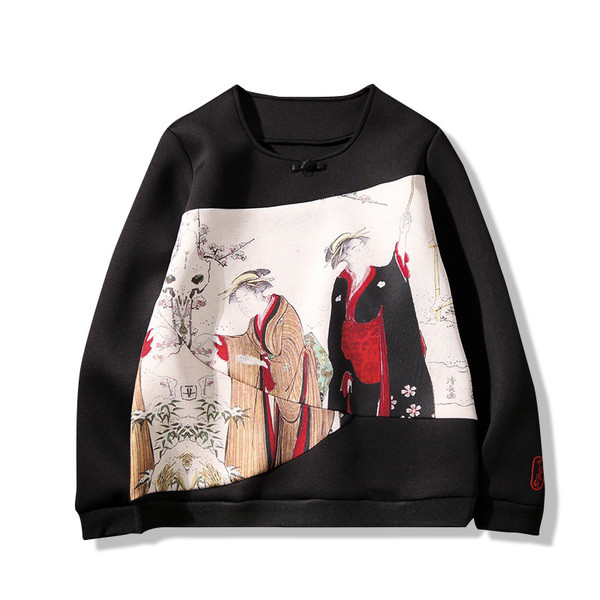 Περιστασιακή μπλούζα με μακρύ μανίκι και μαύρο και σκούρο μπλε