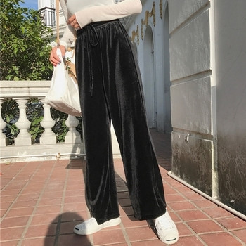 Ежедневен дамски широк панталон в кафяв и черен цвят