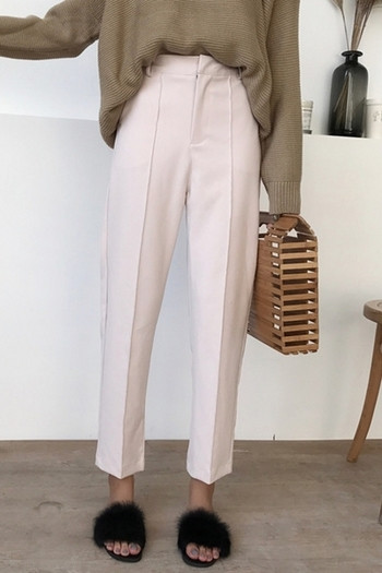 Елегантен дамски панталон с 9/10 дължина и висока талия в два цвята