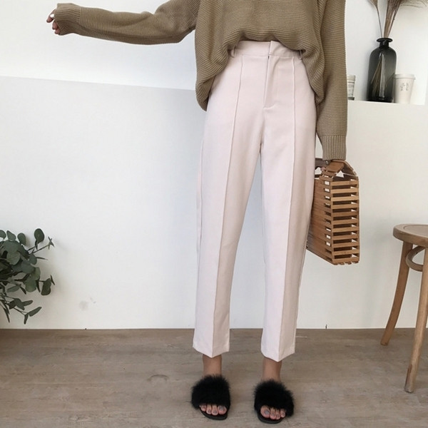 Κομψά παντελόνια κυρίες με μήκος 9/10 και υψηλή μέση σε δύο χρώματα