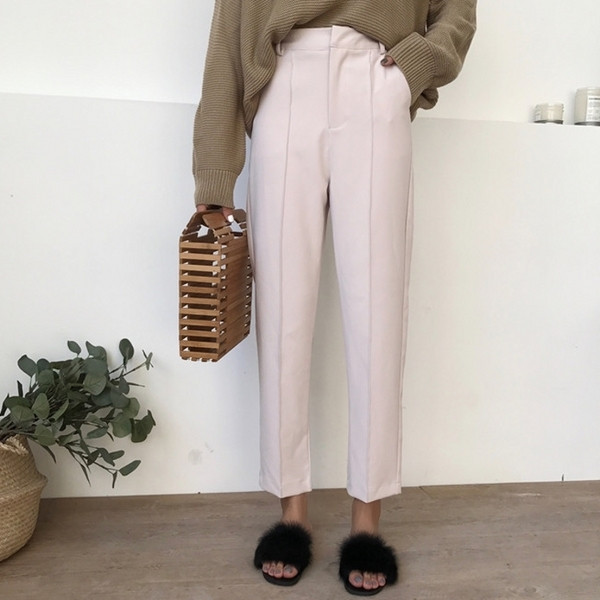 Κομψά παντελόνια κυρίες με μήκος 9/10 και υψηλή μέση σε δύο χρώματα