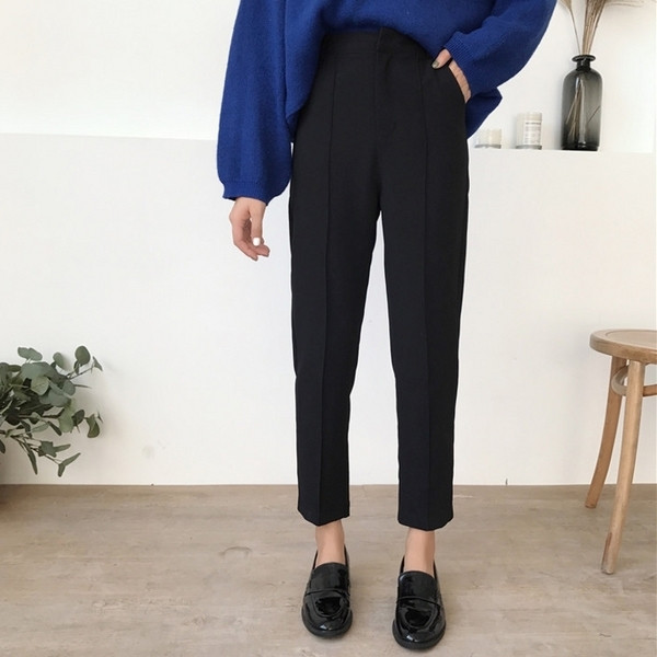 Κομψά παντελόνια κυρίες με μήκος 9/10 και υψηλή μέση σε δύο χρώματα