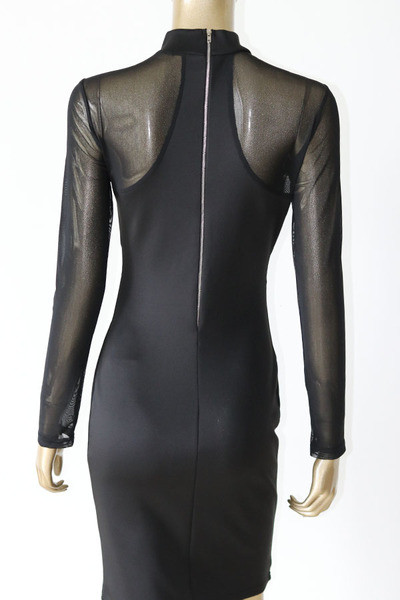 Κομψή κυρία φόρεμα με διαφανές μοτίβο σε δύο χρώματα