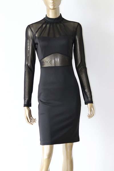 Κομψή κυρία φόρεμα με διαφανές μοτίβο σε δύο χρώματα