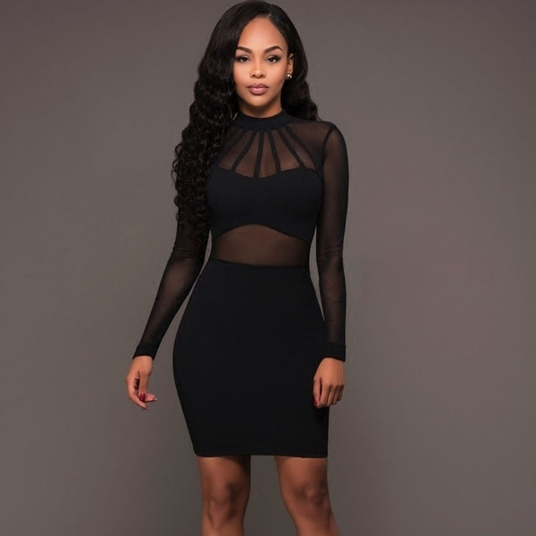 Κομψή κυρία φόρεμα με διαφανές μοτίβο σε δύο χρώματα