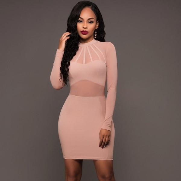 Κομψή κυρία φόρεμα με διαφανές μοτίβο σε δύο χρώματα