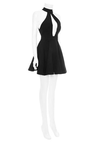 Γυναικεία κοντό αμάνικο φόρεμα σε μαύρο χρώμα