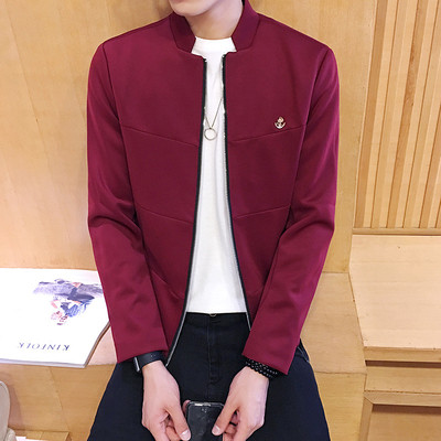 Αθλητικό κομψό ανδρικό σακάκι με O-κολάρο σε κόκκινο, μπλε και μαύρο χρώμα