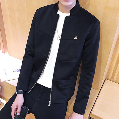 Αθλητικό κομψό ανδρικό σακάκι με O-κολάρο σε κόκκινο, μπλε και μαύρο χρώμα