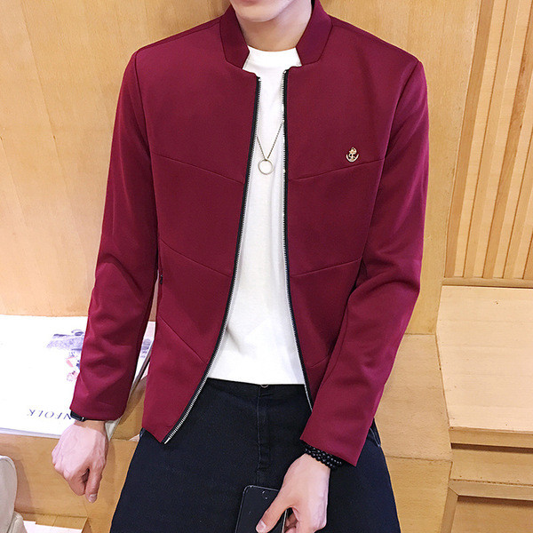 Αθλητικό κομψό ανδρικό σακάκι με O-κολάρο σε κόκκινο, μπλε και μαύρο χρώμα