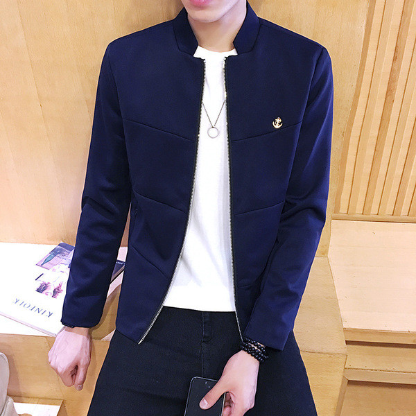 Αθλητικό κομψό ανδρικό σακάκι με O-κολάρο σε κόκκινο, μπλε και μαύρο χρώμα