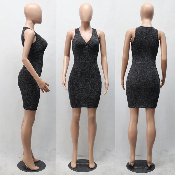 Κυρίες κομψό φόρεμα σώματος με βαθύ ντεκολτέ
