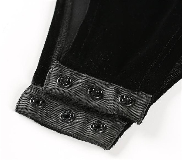 Плюшено дамско боди с поло яка в черен цвят