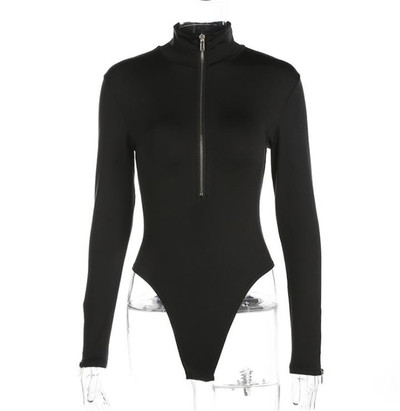 Γυναικείο σώμα σε μαύρο χρώμα με κολάρο και φερμουάρ πόλο