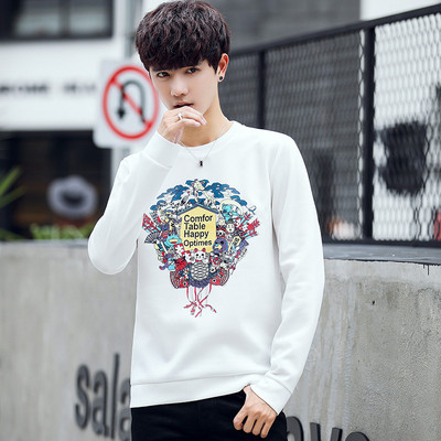 Casual μπλούζα ανδρών με πολύχρωμη εφαρμογή και επιγραφή ασπρόμαυρη