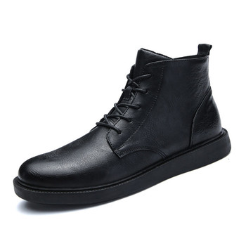 Κομψά casual αθλητικά παπούτσια ανδρών από οικολογικό δέρμα με ανθεκτική σόλα σε καφέ και μαύρο χρώμα