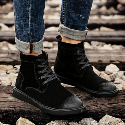 Ανδρικές χειμερινές μπότες από οικολογικό σουέτ σε τρία χρώματα