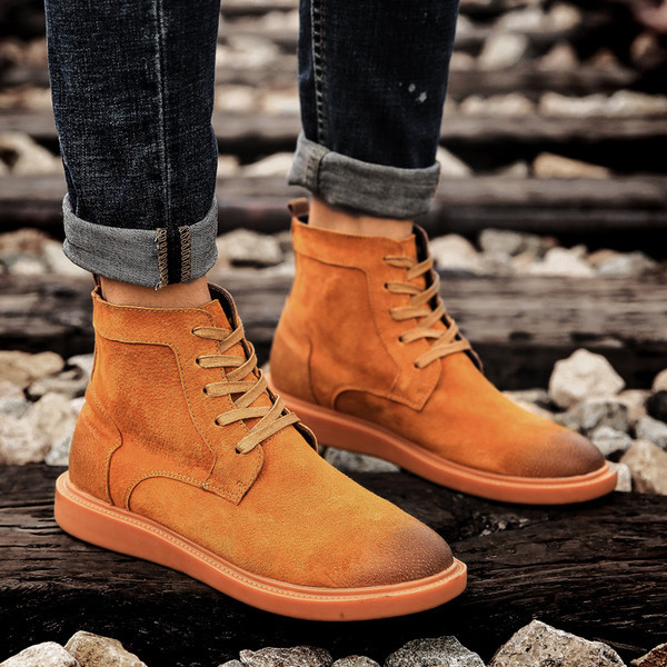 Ανδρικές χειμερινές μπότες από οικολογικό σουέτ σε τρία χρώματα