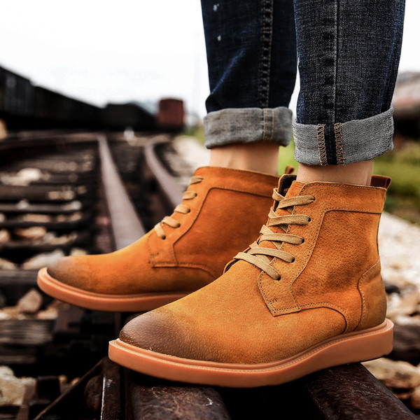 Ανδρικές χειμερινές μπότες από οικολογικό σουέτ σε τρία χρώματα