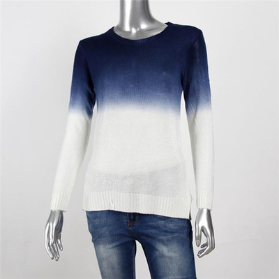 Дамски плетен пуловер в два преливащи цвята