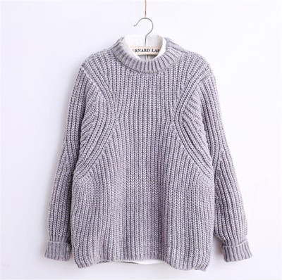 Скъсен плетен дамски пуловер в два цвята