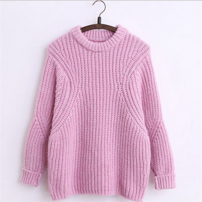 Скъсен плетен дамски пуловер в два цвята