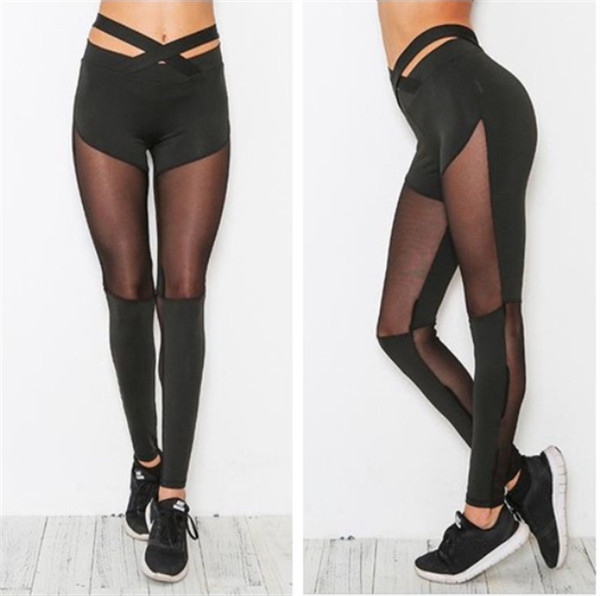 Γυναικείο κολάν σε μαύρο με πλέγμα