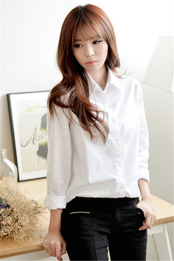 Κομψή, casual πουκάμισο σε λευκό χρώμα