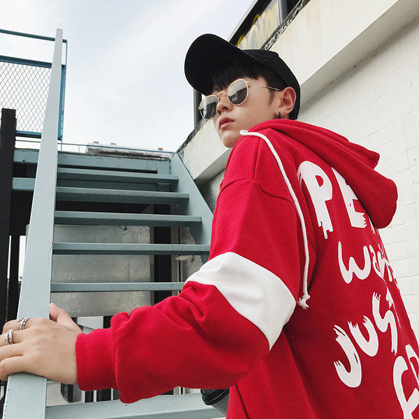 Ανδρικό αθλητικό casual μπλούζα με κουκούλα και φερμουάρ και τετράχρωμη υποστήριξη