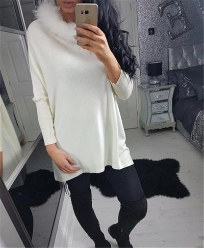 Φόρεμα ελεύθερου γυναικείου φθινοπώρου-χειμώνα με φλάουτο γύρω από το λαιμό