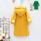 Μακρύ παιδικό φούτερ με κουκούλα για κορίτσια, κατάλληλο για καθημερινή ζωή σε κίτρινο και πράσινο χρώμα