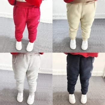 Детски ежедневен зимен панталон за момичета и момчета с мини апликация в четири цвята