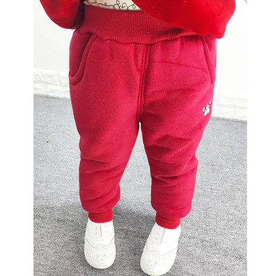 Детски ежедневен зимен панталон за момичета и момчета с мини апликация в четири цвята