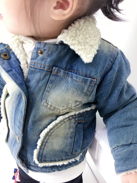 Παιδικό μπουφάν τζην για κορίτσια, επενδεδυμένο με ελαφριά βάτα