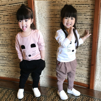 Ежедневна детска блуза за момичета с апликация в два цвята