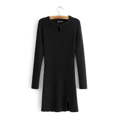 Καθημερινή φόρεμα κυρίες με υπερβολική σχισμή και μακριά μανίκια