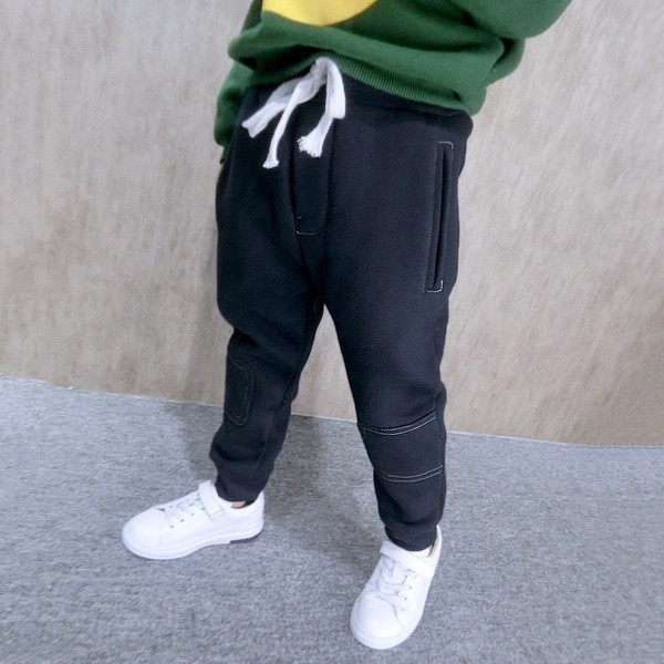 Καθημερινά αθλητικά παιδικά παντελόνια με δεσμούς για αγόρια σε σκούρο χρώμα