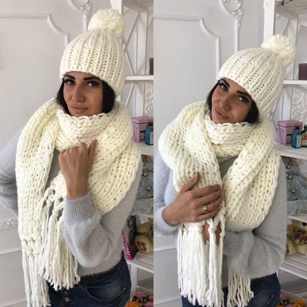 Ζεστό ζευγάρι κασκόλ χειμώνα + χειμωνιάτικο καπέλο - 4 χρώματα