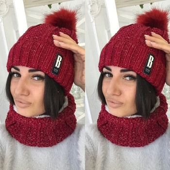 Γυναικείο καπέλο χειμώνα με απαλή κουκούλα σε συνδυασμό με ζεστό γιακά, διάφορα χρώματα