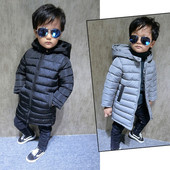 Σπορ-κομψό μακρύ μανίκι χειμωνιάτικο μοντέλο με κουκούλα για δύο αγόρια