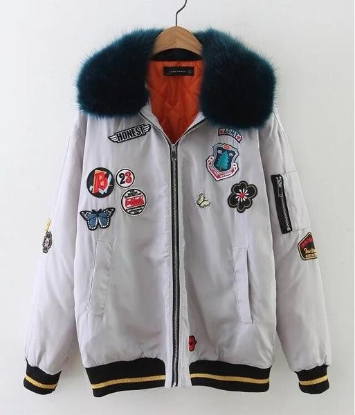 Зимно дамско яке с нашивки и пухена яка , 3 модела