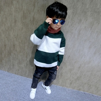 Модерен ежедневен пуловер за момчета с О-образна яка в два цвята