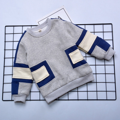 Ежедневен детски пуловер за момчета с О-образна яка 