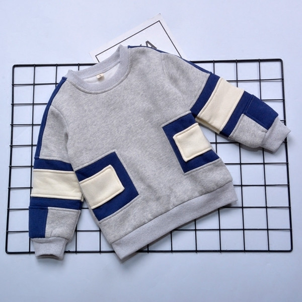 Ежедневен детски пуловер за момчета с О-образна яка 