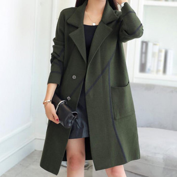 Ежедневно дамско палто с V-образна яка и декоративен цип , 4 цвята