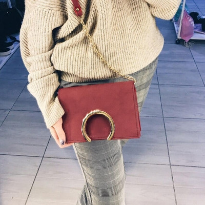 Ежедневна дамска чанта с дълга дръжка и метална закопчалка , 4 цвята